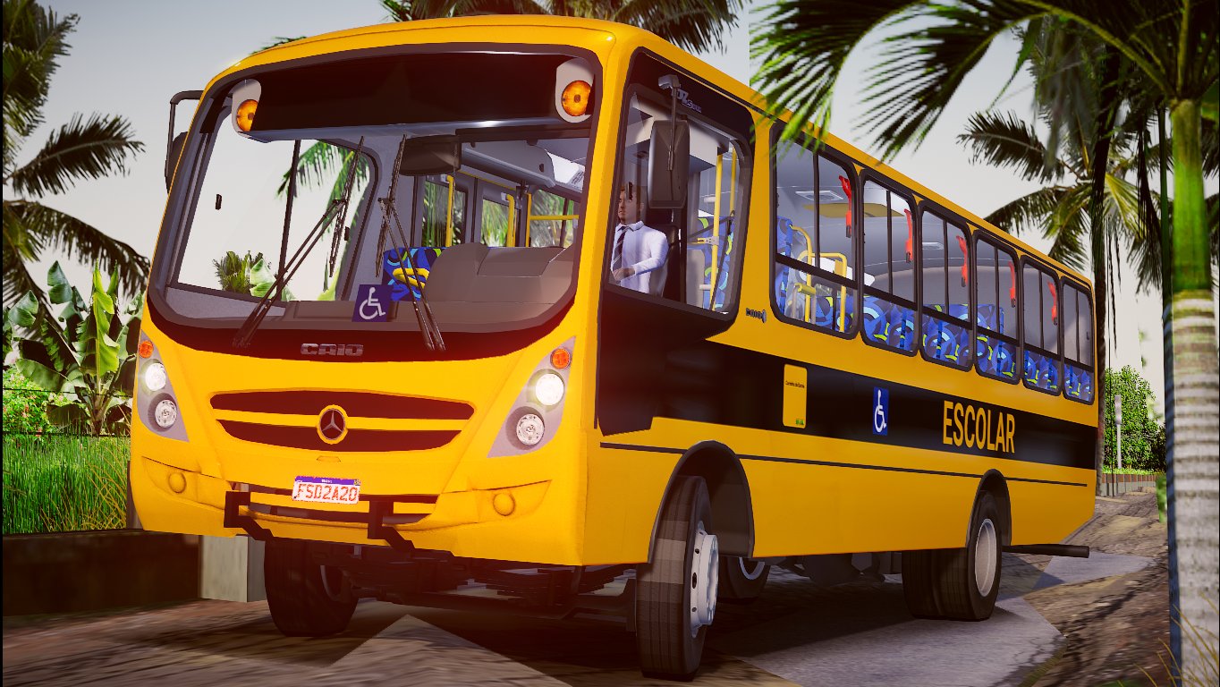 Ônibus Caio Foz Super MB OF-1519R Escolar - Proton Bus Simulator